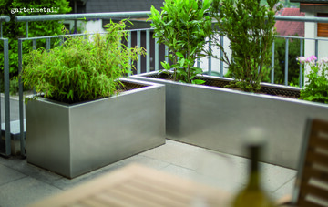 Pflanztrog TERRESTA aus Edelstahl von Gartenmetall  Aufstellung ohne Untersetzer mglich.