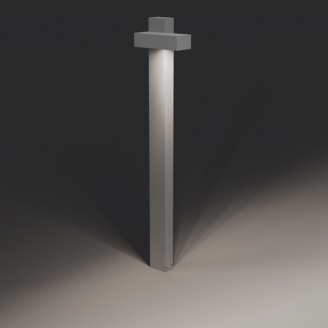 Stilvoll im Auenbereich: Die neue Pollerleuchte Polesano Bollard ist in drei Oberflchen erhltlich: in Alu Grau, Flemish Bronze oder Anthrazit