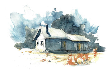 Die Aquarelltechnik bedeutet, in der Flche zu denken und Details zu abstrahieren - wie hier die Stauden und Gehlze im Vordergrund.