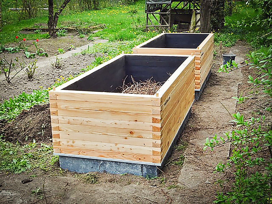 Die Hochbeete sind innen geflammt