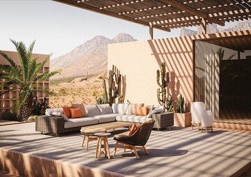 PAROS von Jean-Marie Massaud ist ein klassisches DEDON Sofa  mit zeitgenssischem Twist. 