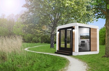 Office Cube hat einen transparenten, geschlossenen Designer-Wrfel mit integriertem Bro entwickelt, der berall aufgestellt werden kann.