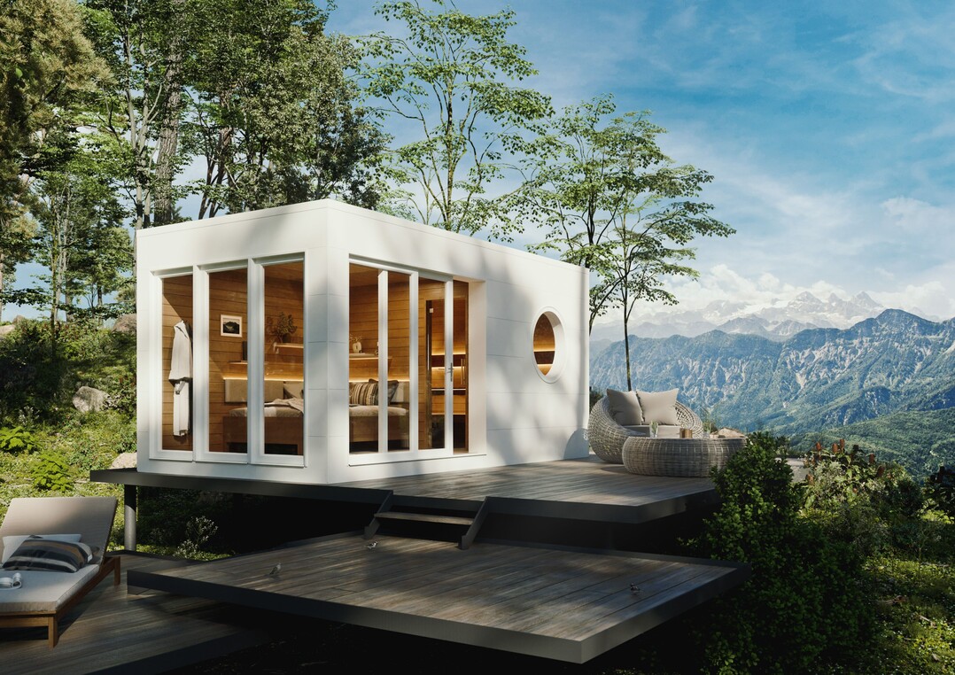 Nicht nur die Größe, Raumaufteilung und Fensteranordnung kann bei den Design-Saunahäusern individuell festgelegt werden, sondern auch die Farbe der Fassadenverkleidung.